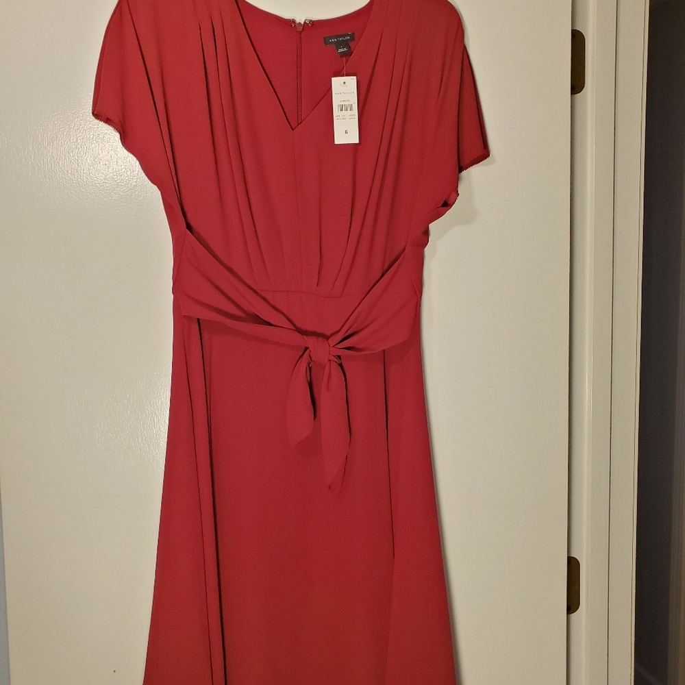 Wine colored AnnTaylor dress with pleating